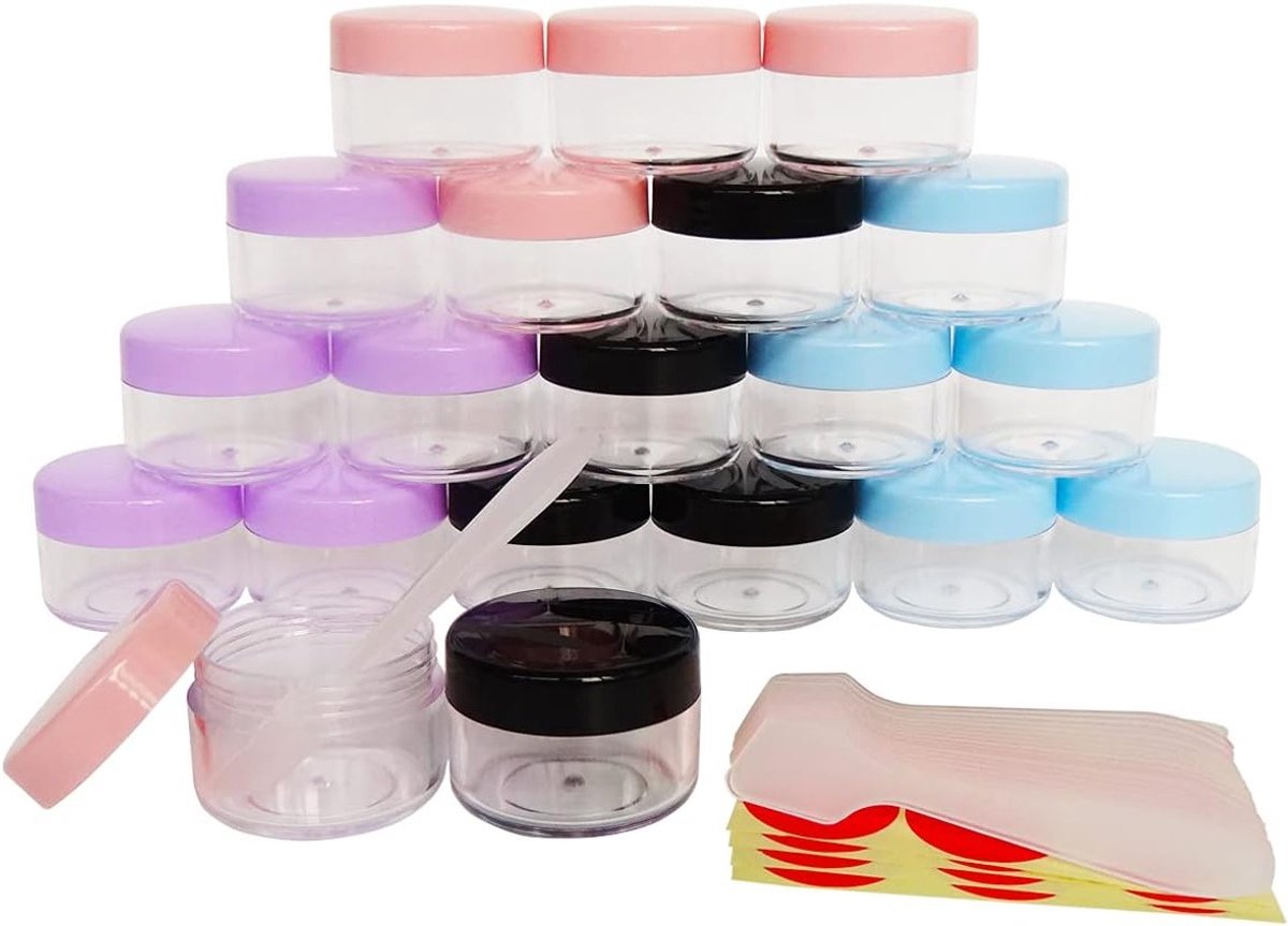 Set van 20 Stuks 15ml Lege Make-up Potjes, BPA-vrij, Ideaal voor Lipgloss, Scrubs en Crèmes