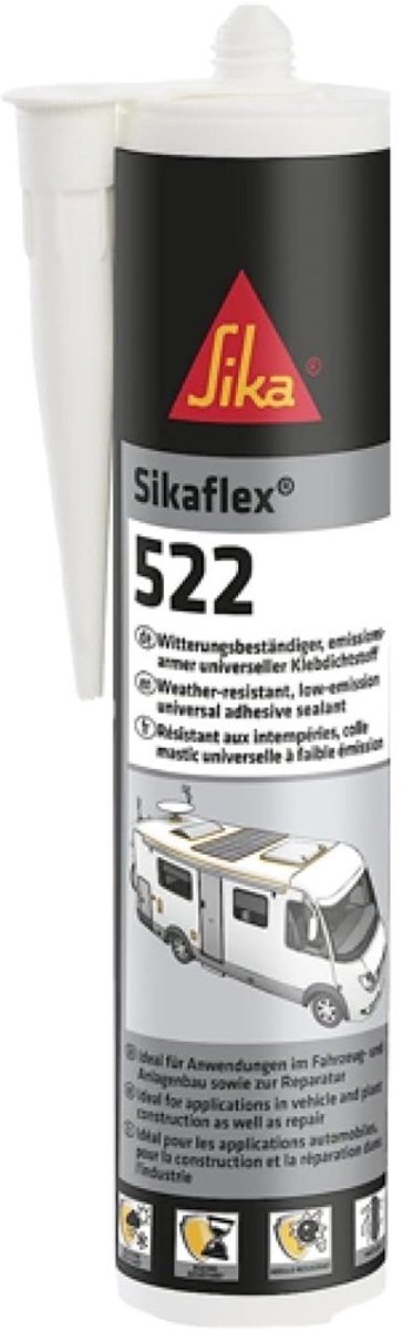 Sika Sikaflex-522 Caravan Wit 300 ml - Professionele Lijmkit & Afdichtingskit voor Camper Caravan en Motorhome - STP Polymeer - UV-Bestendig Waterdicht en Schimmelwerend