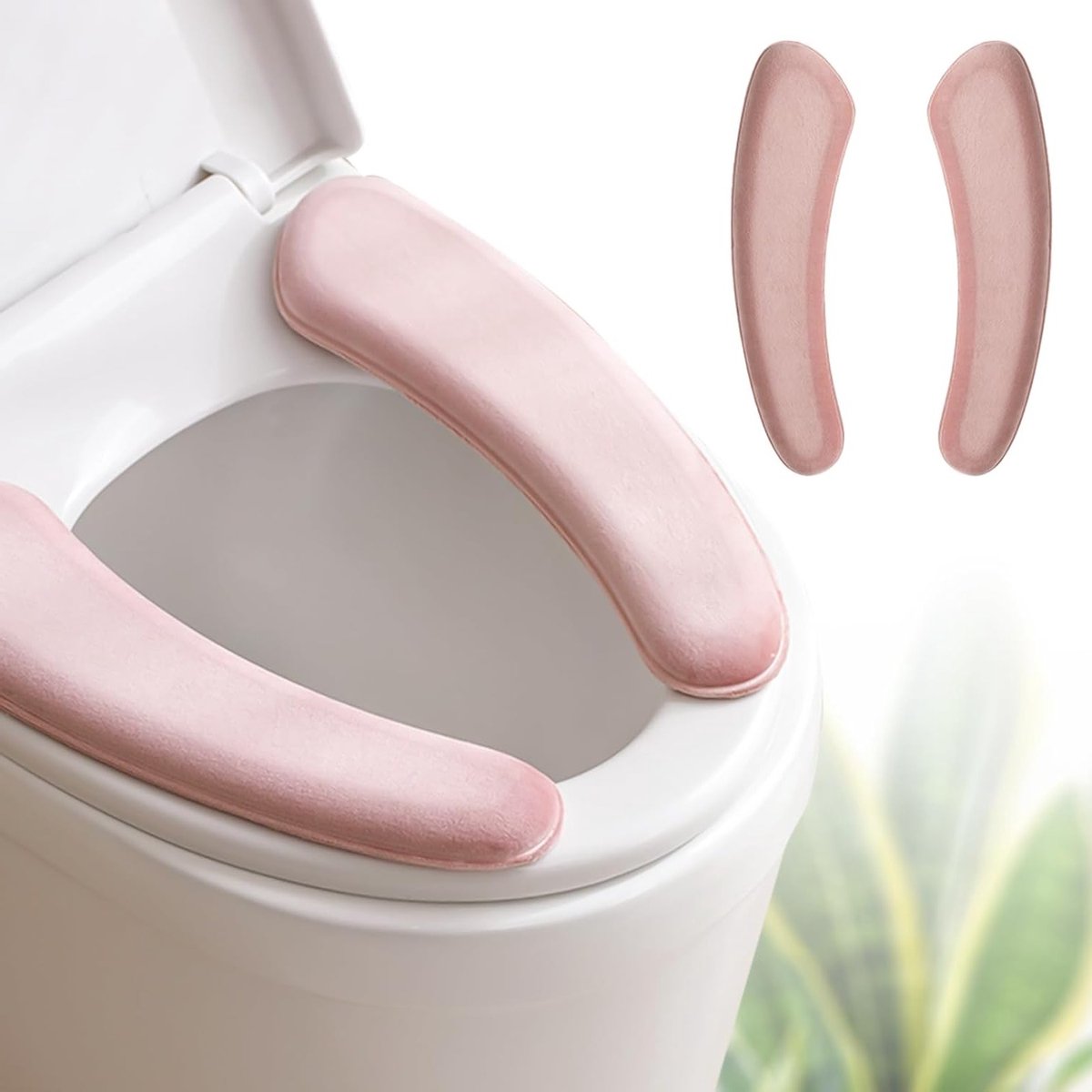 Wasbare en Herbruikbare Toiletbrilhoes - Dikke en Elastische Zitting met Klittenbandsluiting voor Gemakkelijk Bevestigen - Comfortabele Mat met Dikke Spons (Roze)