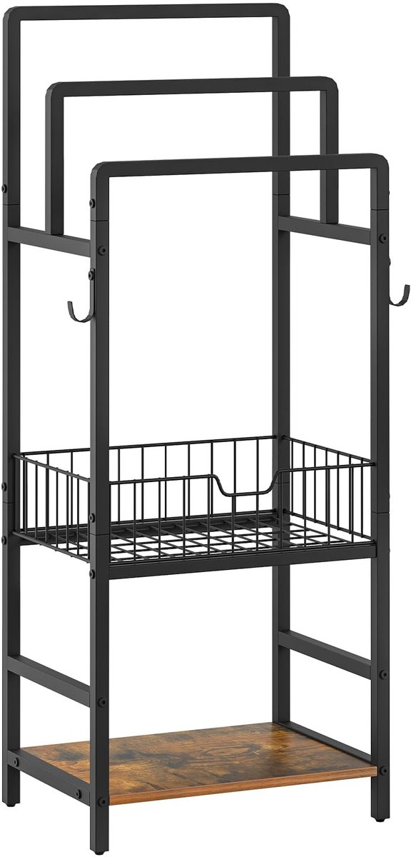 Dailygoods - Vrijstaand Handdoekrek met Plank en Mand voor Badkamer