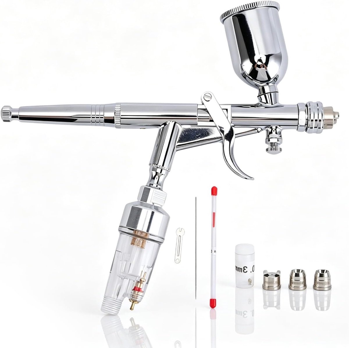 Complete Airbrush Set met Dubbelwerkende Spuitpistool, 15 cm³ Verf en Accessoires voor Gedetailleerd Schilderen en Kunstprojecten