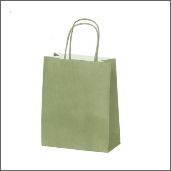 Papieren Draagtassen - Kraft Tassen - Cadeaus Inpakken - Met Gedraaide Handgrepen - 23x12x30cm - Olijfgroen