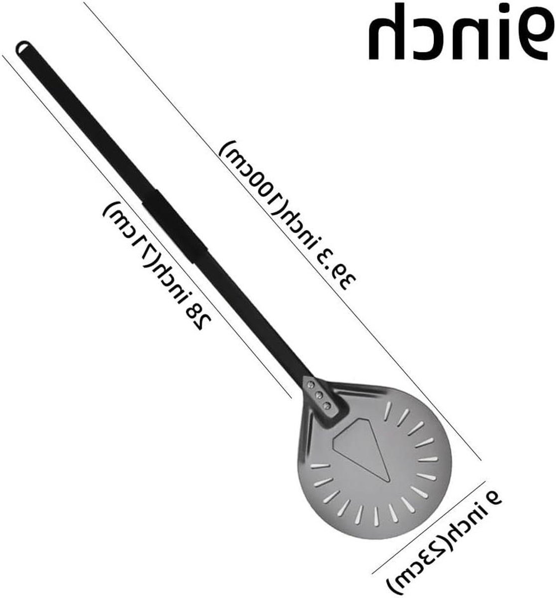 Pizza schep - Pizzaspade bakken - Oven gebruik - Verstelbare handgreep - 25 cm - Zwart