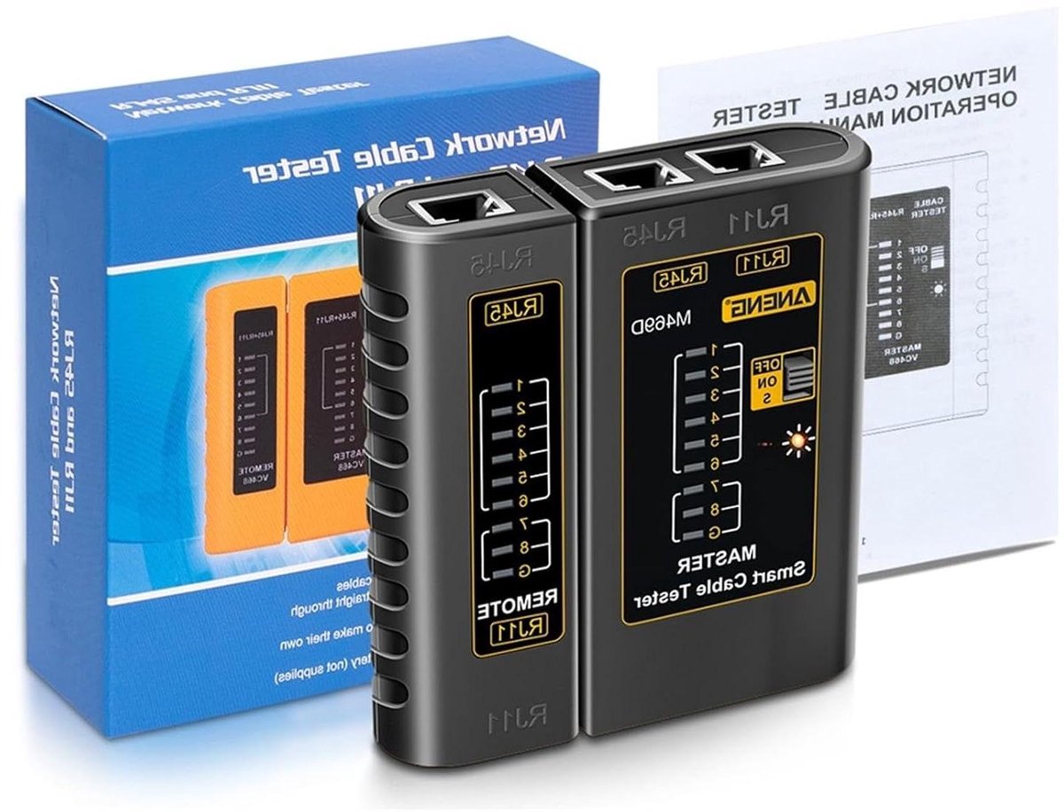 LAN Kabeltester - Netwerktester - Kabeldiagnose - Meerdere Connectoren - M469D - Zwart