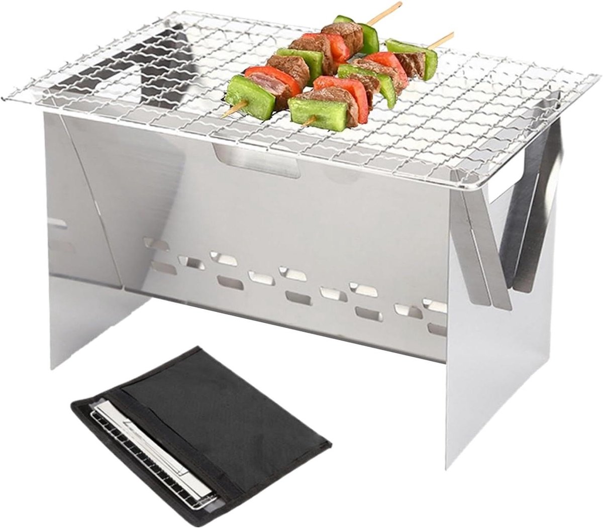 Opvouwbare BBQ - Kleine grill - Buiten koken - Roestvrij staal - Compact formaat - Veelkleurig