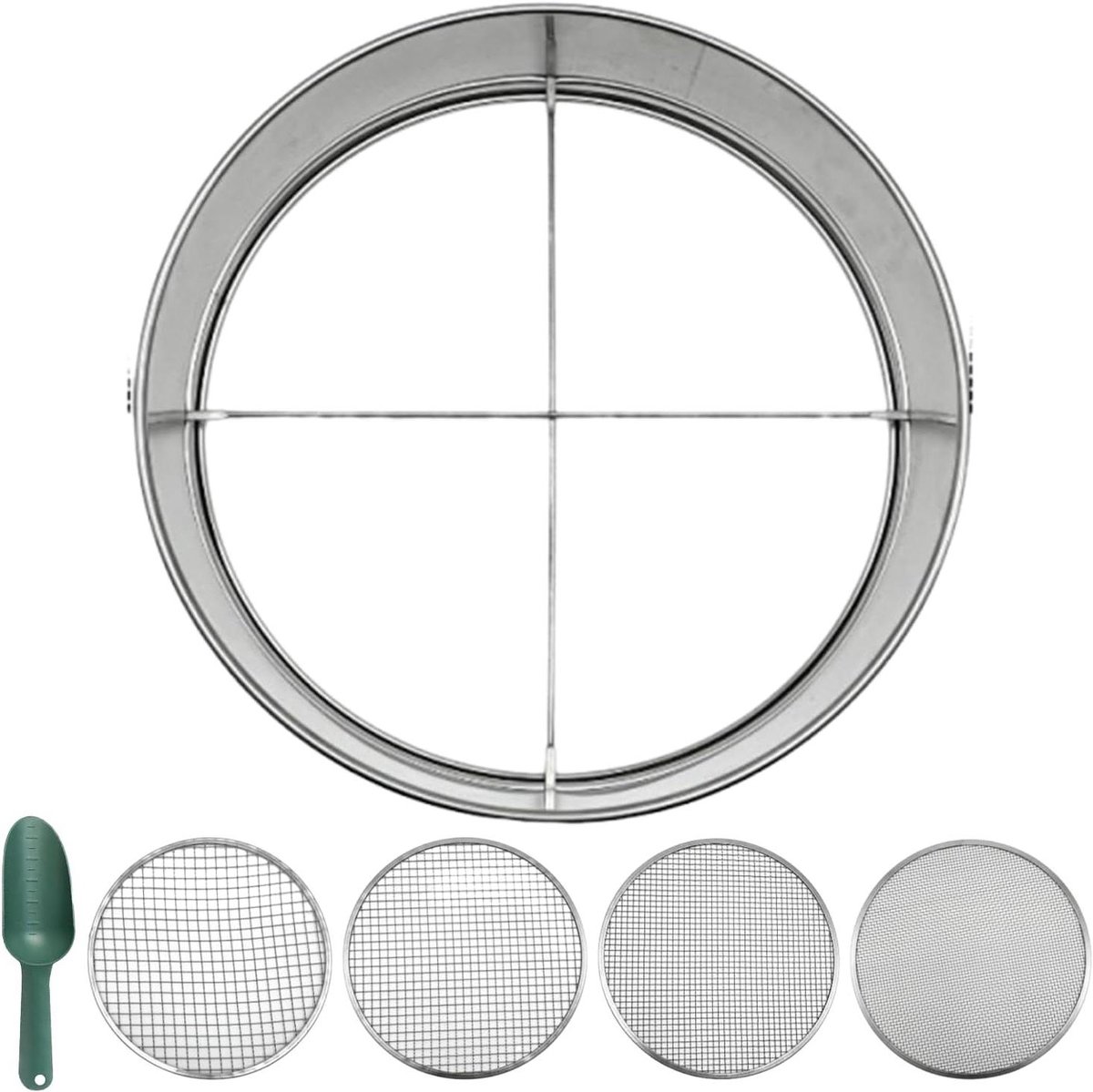 Tuingrondzeef - Compostzeef - Grond Sorteren - Verwisselbare Mazen - 32.5 cm - Zilver
