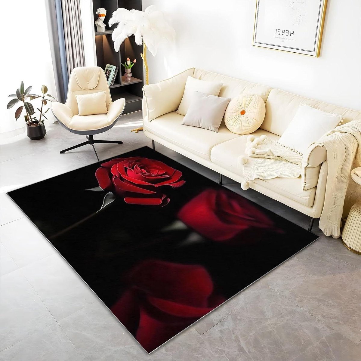 Vloerkleed Bloemenprint - Patroon Tapijt - Woonkamer Decoratie - Antislip Duurzaam - 60 x 