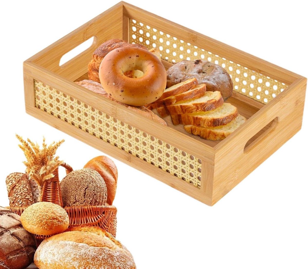 Geweven Opbergbak - Boho Mand - Ruimte Organiseren - Ademende Mesh Structuur - 32x13x9 cm - Niet gespecificeerd