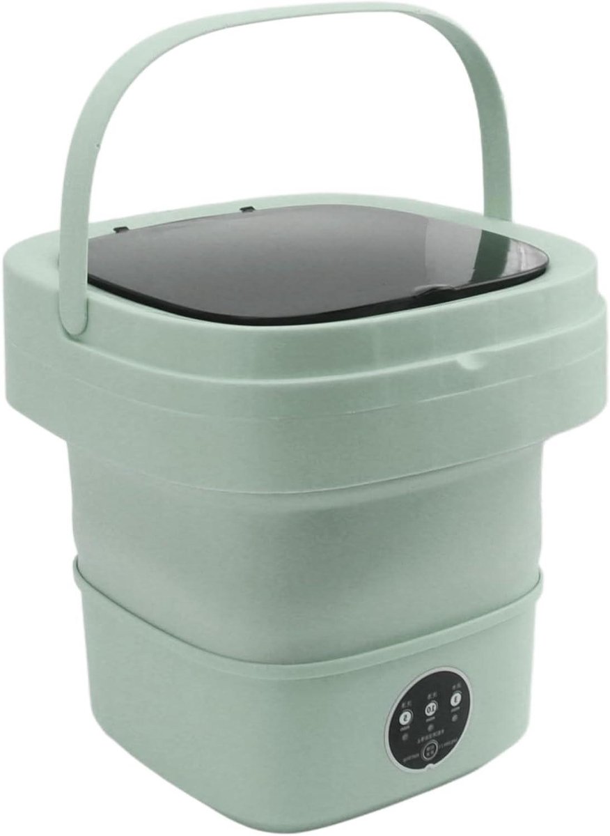 Kleine Wasmachine Opvouwbare Mini Reizen en Kamperen Ingebouwde Dehydrator 6 Liter Capaciteit EU Groen