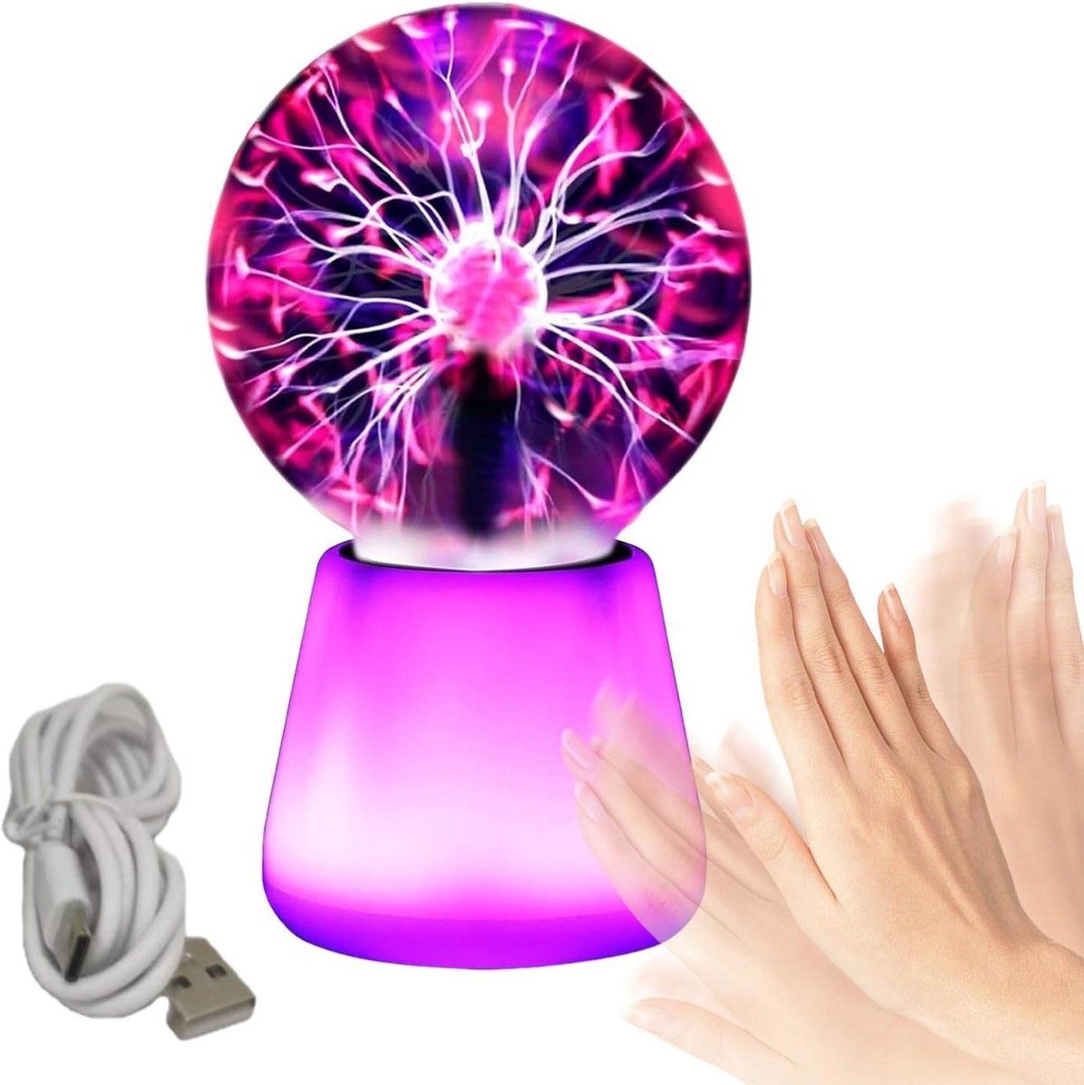 Plasmabol - Interactieve bol - Sfeer creëren - Touch gevoelig - 14.5 cm hoog - 7 kleuren