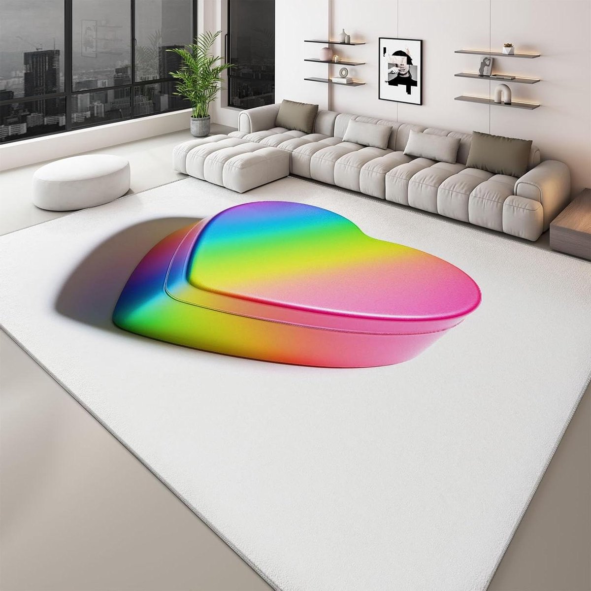Vloerkleed Hart Print - Zachte Vloerbedekking - Woonkamer Decoratie - 3D Print Design - 10