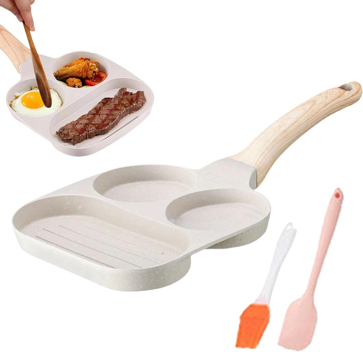 Omeletpan - Eierpan Grillpan - Ontbijt Bereiden - Meerdere Kookzones - 19 cm - Zwart