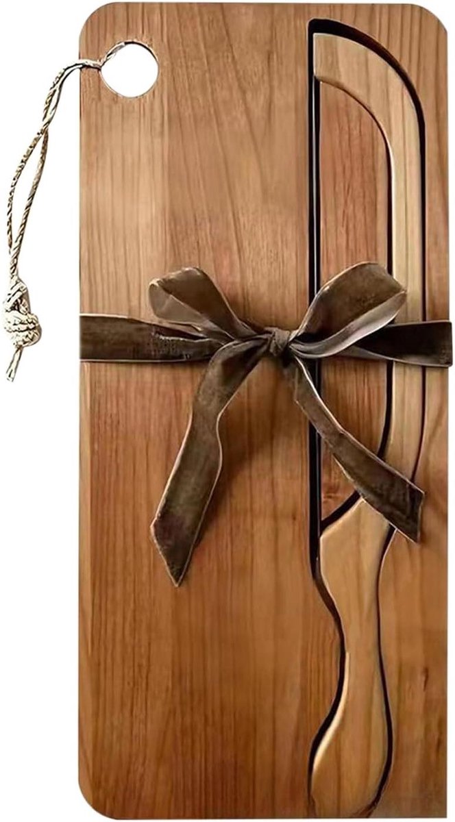 Handmatige Broodsnijder Houten Dienblad Brood Bakken Geïntegreerd Ontwerp 39 x 20 cm Acacia Hout