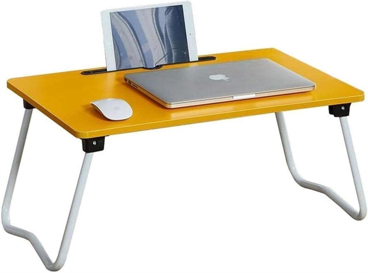 Laptop Bed Tafel - Opvouwbaar Bureau - Werken en Lezen - Ergonomisch Ontwerp - Klein Formaat - Geel