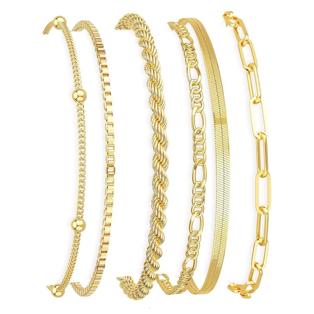 Studio Aurélie Armband - 18K Goud - 6-delig Stainless Steel - Armbandenset - Sieraad - Vrouwensieraden - Sieraden Dames - Gouden Armband