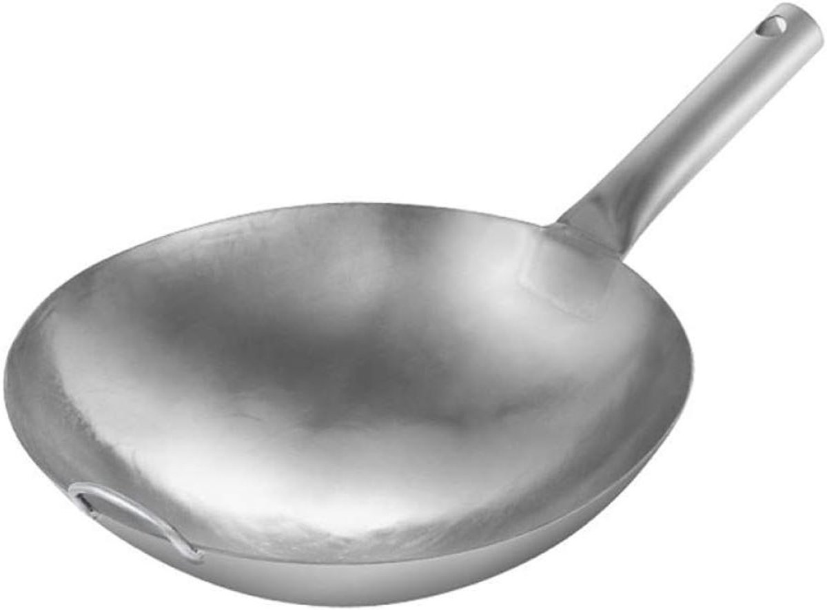Roestvrijstalen wok 30 36 cm Anti-aanbaklaag Gasfornuis Inductiekookplaat Universele handgrepen Blijft koel B 32 cm