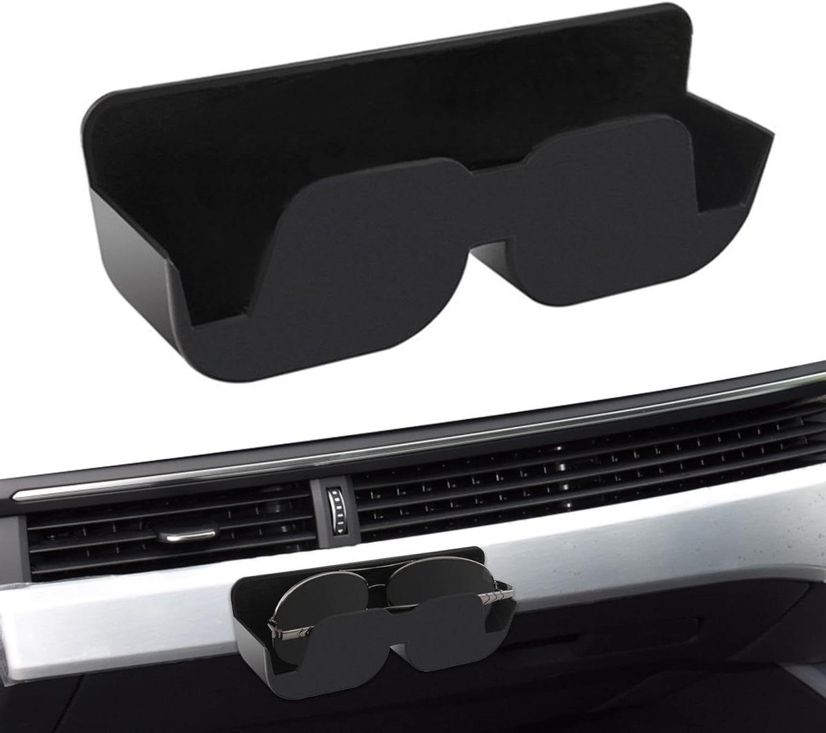 Zonnebrilhouder Auto - Bril organizer - Veilig Opbergen - Zelfklevend - 16.3 cm - Zwart