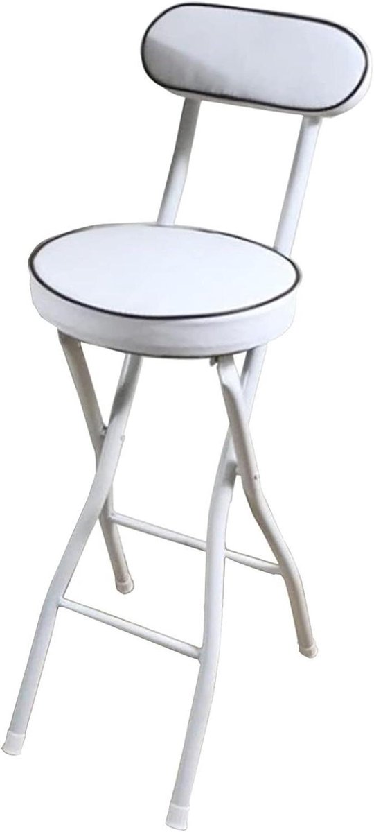 Opvouwbare barkruk - Stoel met rugleuning - Buiten zitten - Gewatteerde zitting - 56 cm - Wit