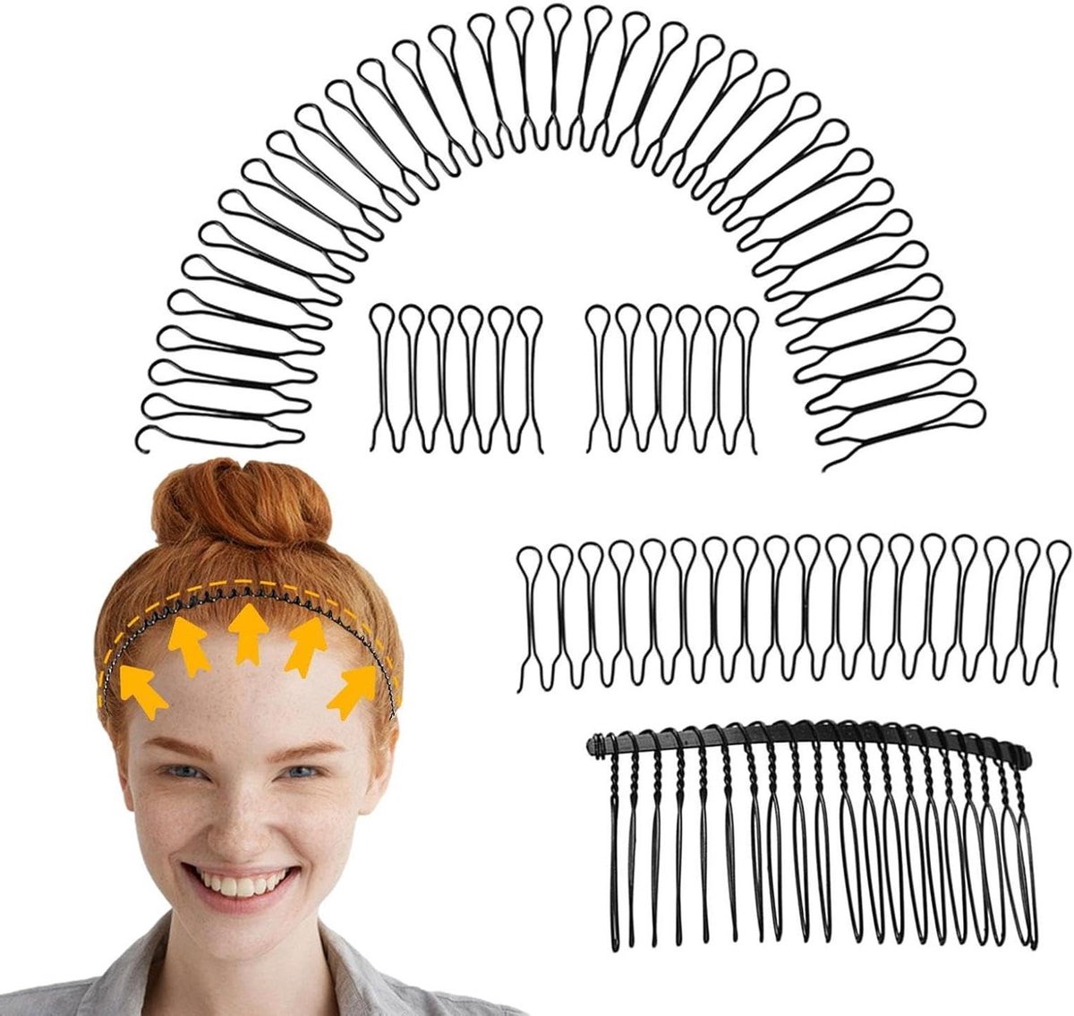 Haarstyling Clips - U-vorm Kammen - Kapsel Fixeren - Onzichtbare Pony - 21 cm - Zwart