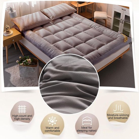 Japanse futonmatras - Vloerbed oprolbaar - Ruimtebesparend slapen - Stapmatten design - 120 x 200 cm - Grijs — afbeelding 2