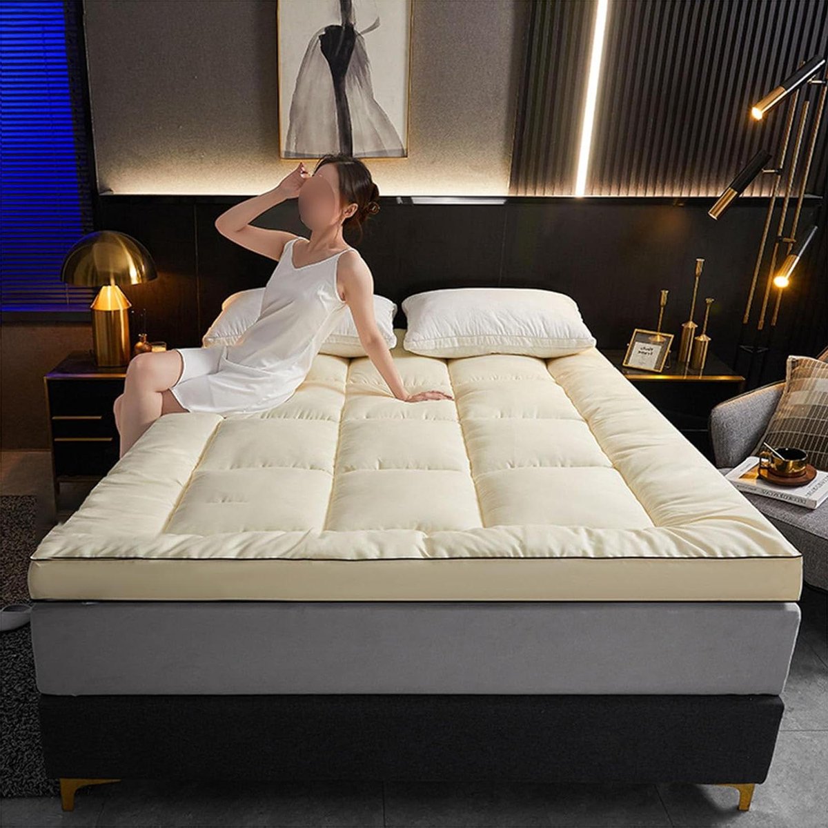 Japanse futonmatras - Dikke slaapmat - Comfortabel slapen - Huidvriendelijk katoen - 200 x 220 cm - Grijs