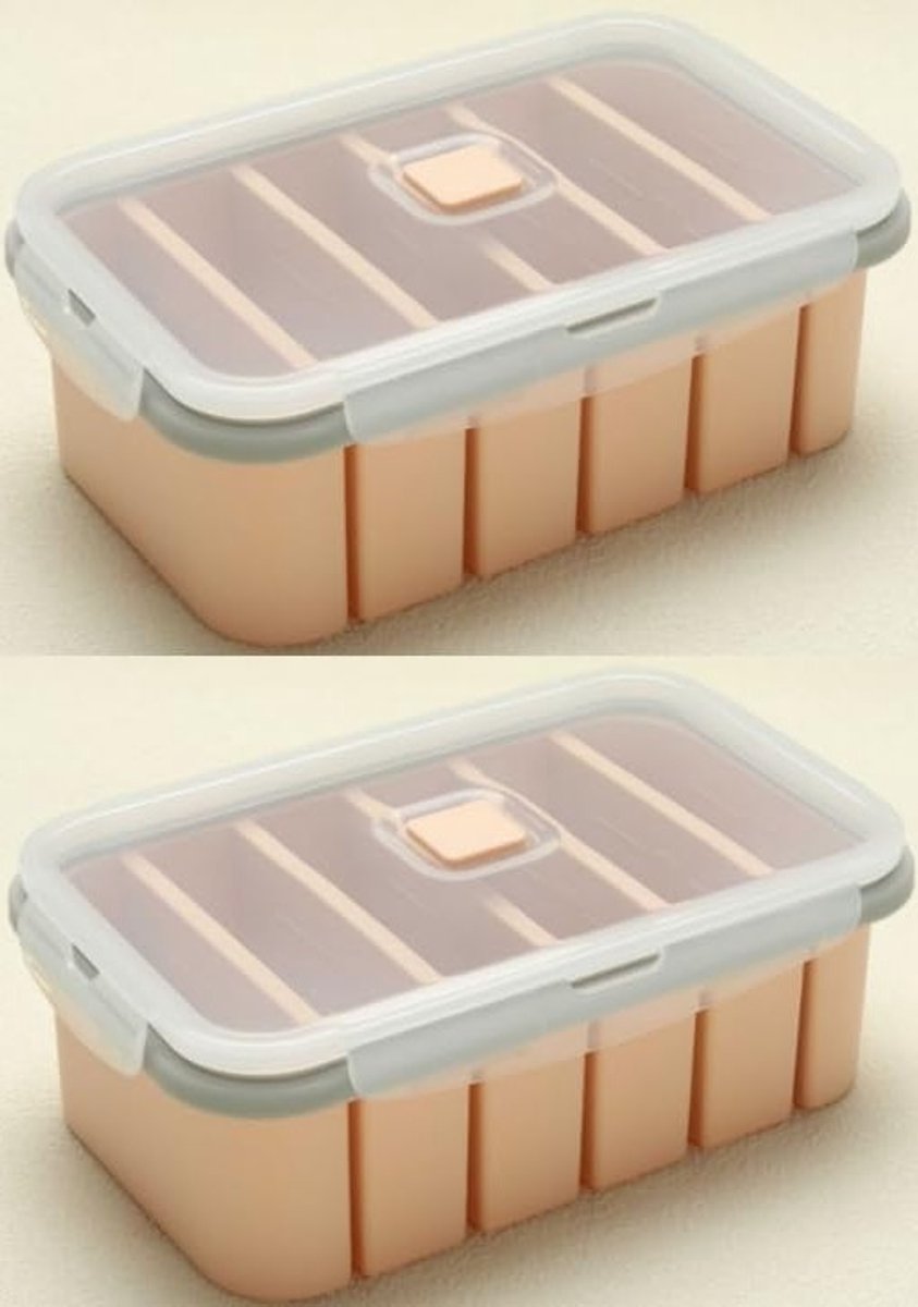 IJsblokjesvorm met Deksel, 6-Holes Mallen voor Soep, Bouillon, Saus of Boter - 2 Stuks, Perfect voor Vriezer en Keuken