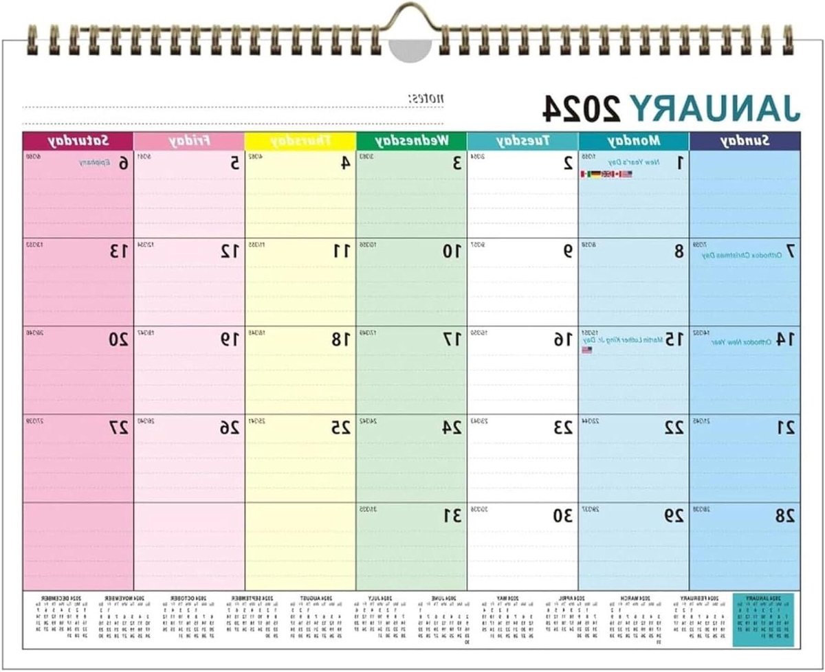 Desktopkalender Tafelkalender - Kalender 2024-2025 - Planning Verbeteren - Inktbestendig Dik Papier - 18 Maanden - Afgebeeld