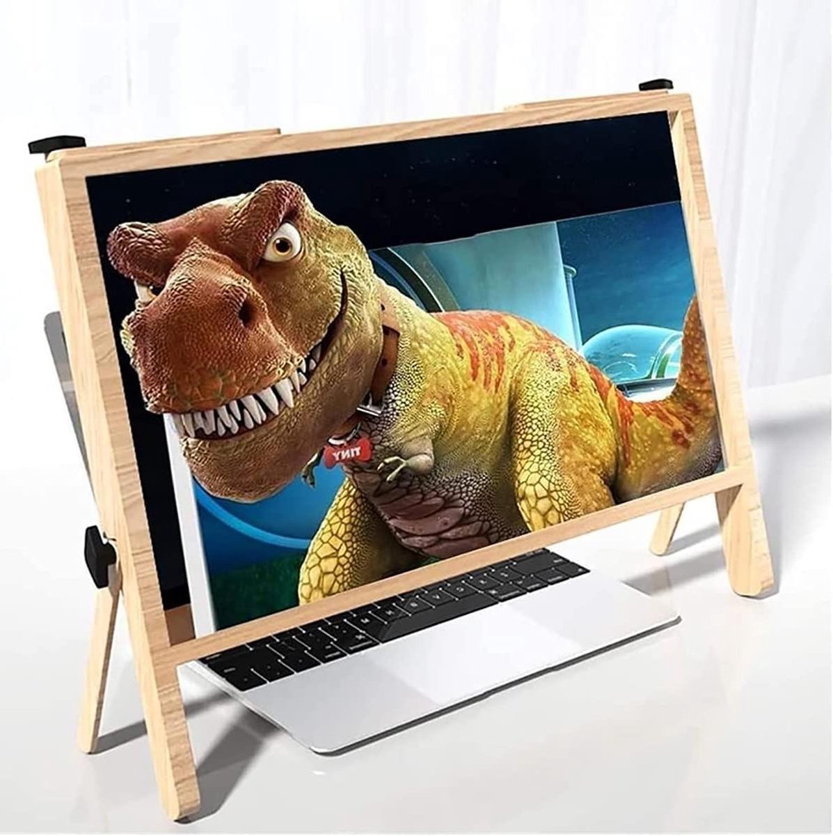 Schermvergroter 3D HD - Laptop Telefoon Vergroter - Comfortabel Kijken - Hout Frame Design - 21 inch Scherm - Houtkleur