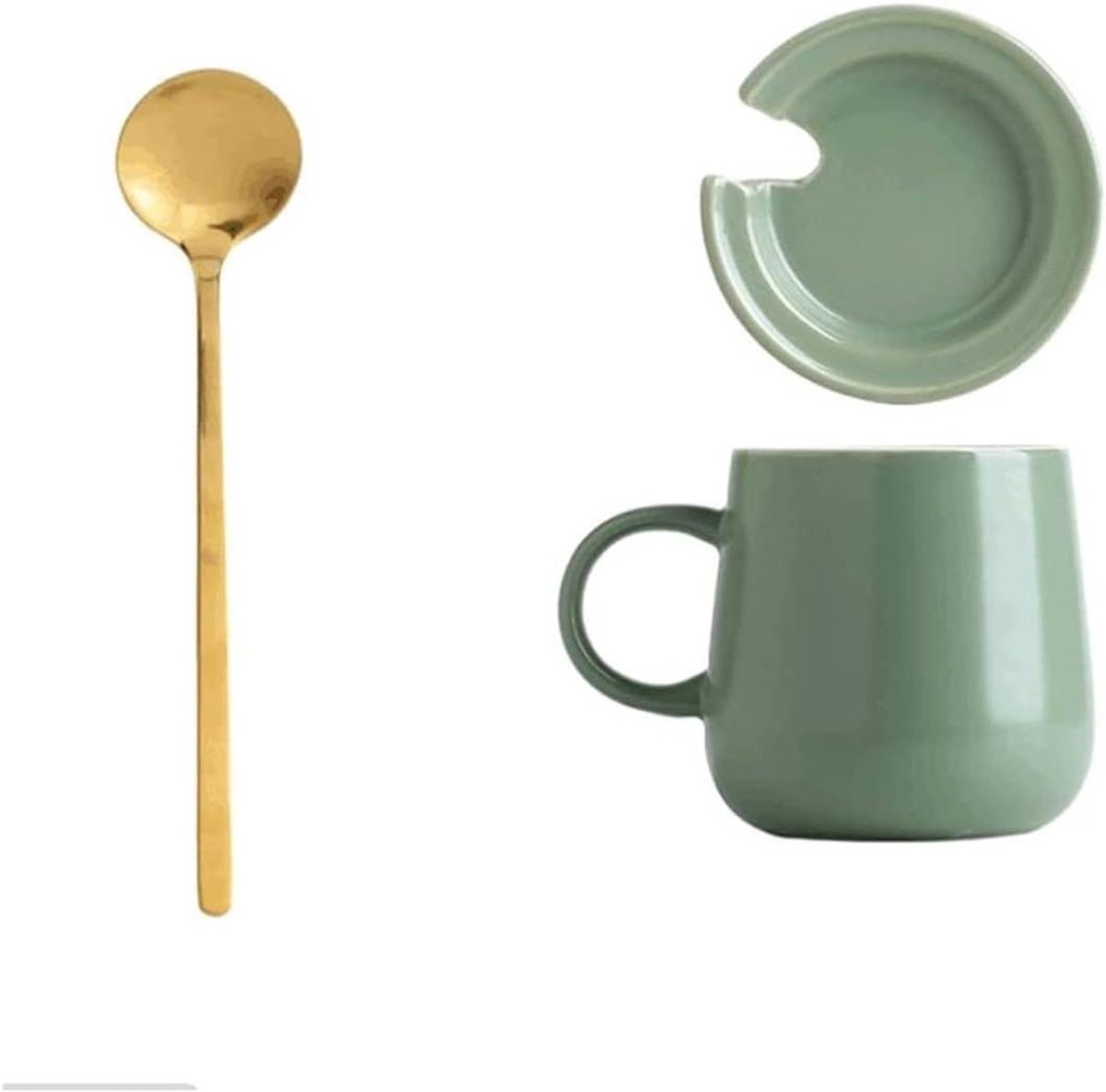 Koffiemok Keramiek - Grote mok - Warme dranken - Comfortabele grip - 400ml - Groen