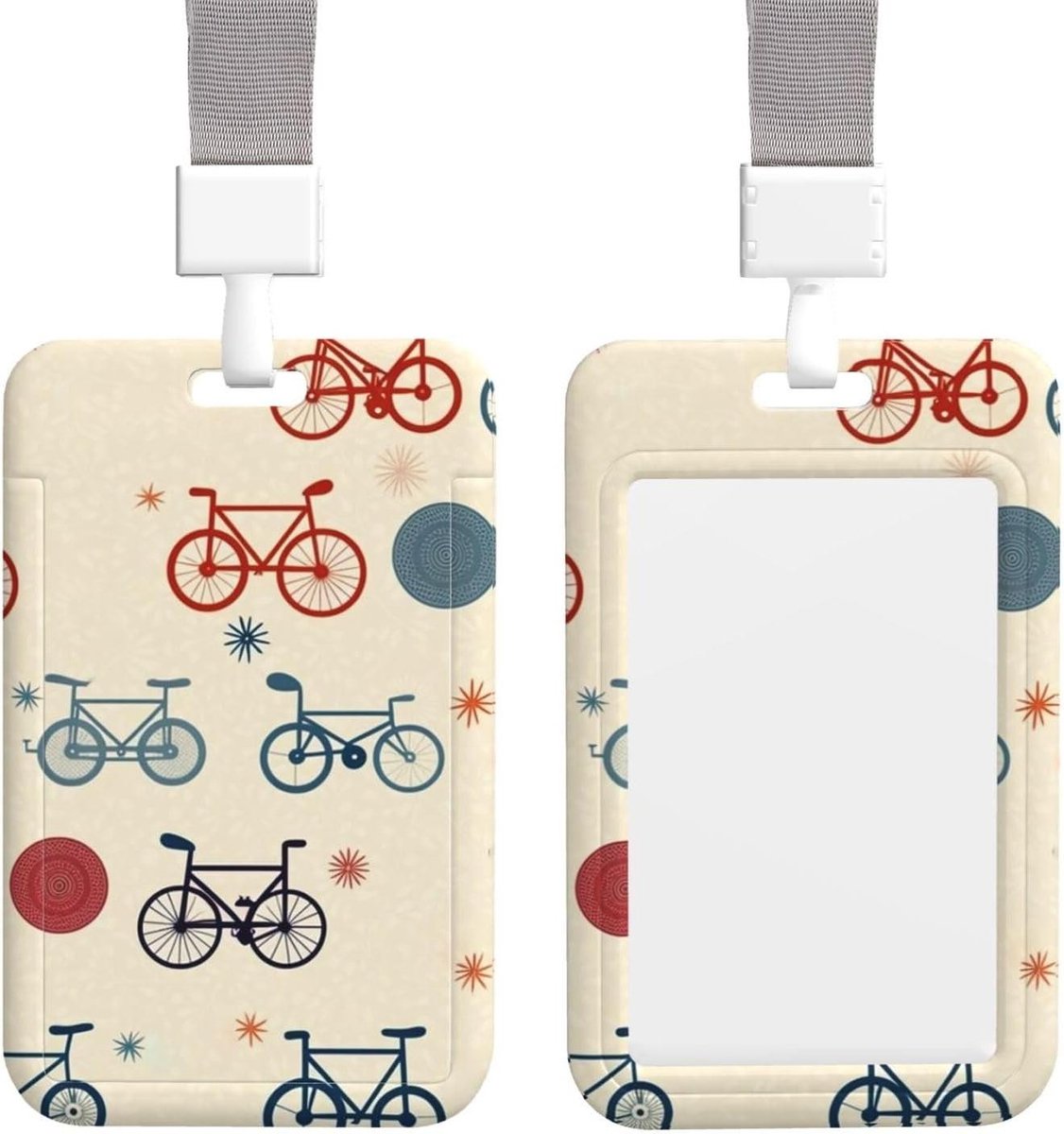 Badgehouder Verticale Kaarthouder - Naam Tag Houder - Kantoor Personeel - Waterdicht Ontwerp - 11 x 7 cm - Fiets Print
