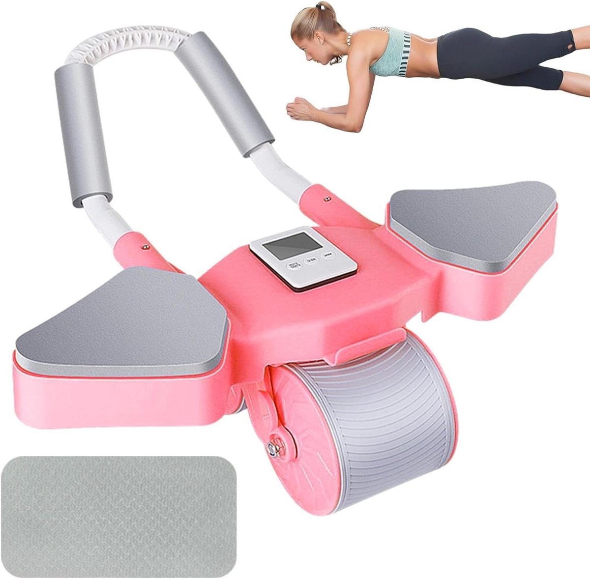 Buikroller met steun - Fitness wiel - Core training - Dubbele wiel ontwerp - 18 x 12 x 12 cm