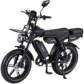 FAVY Cruiser Fatbike - Limited V8 Edition - Rijklaar - 60 km - NFC - Alarmsysteem - Verbeterd LCD Display - Hydraulische Schijfremmen - Achterzitje & Voordrager - 250W Motor - Incl. Elektrische Fietspomp - 2 Jaar Garantie - Zwart