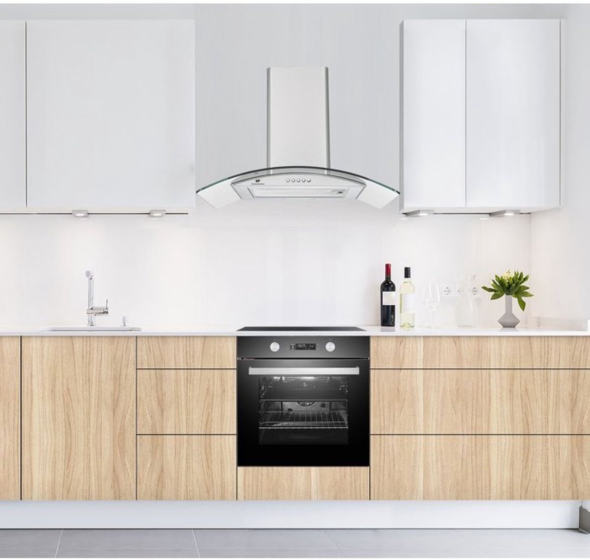 Decoratieve kap - CONTINENTAL EDISON - CEH60GS2 - Klasse A - 60 x 47 x 50/84 cm - Roestvrij staal / glas