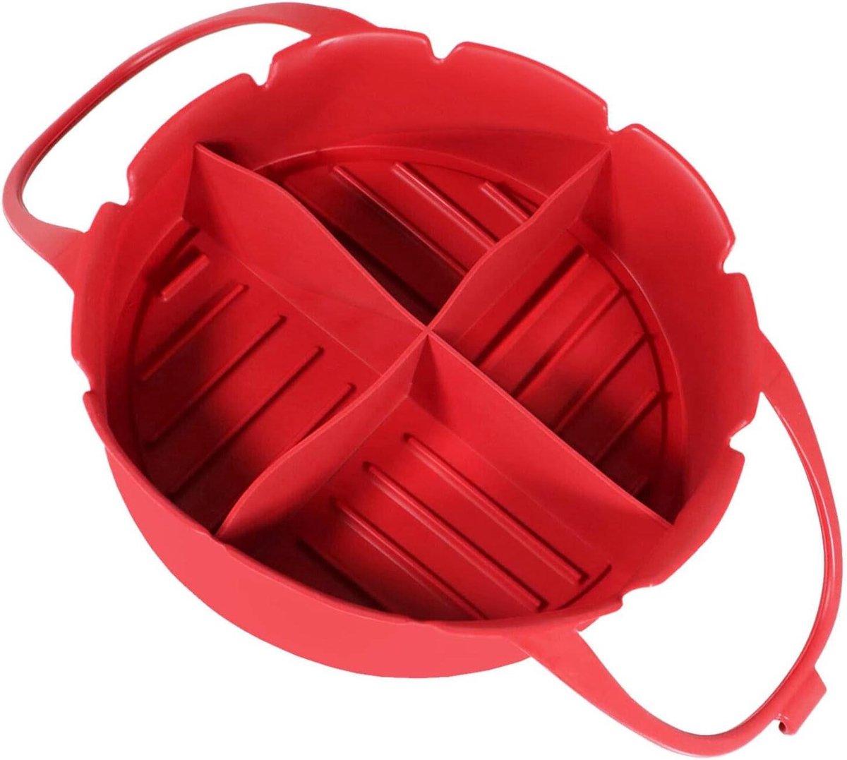 Airfryer Mand Siliconen Bakvorm Eten Bereiden 4 Compartimenten 22.5 cm Diameter Rood