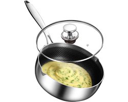 Melk Kookpan - Roestvrij Staal - Koken en Verwarmen - Honingraat Antiaanbak - 24cm - Zilver
