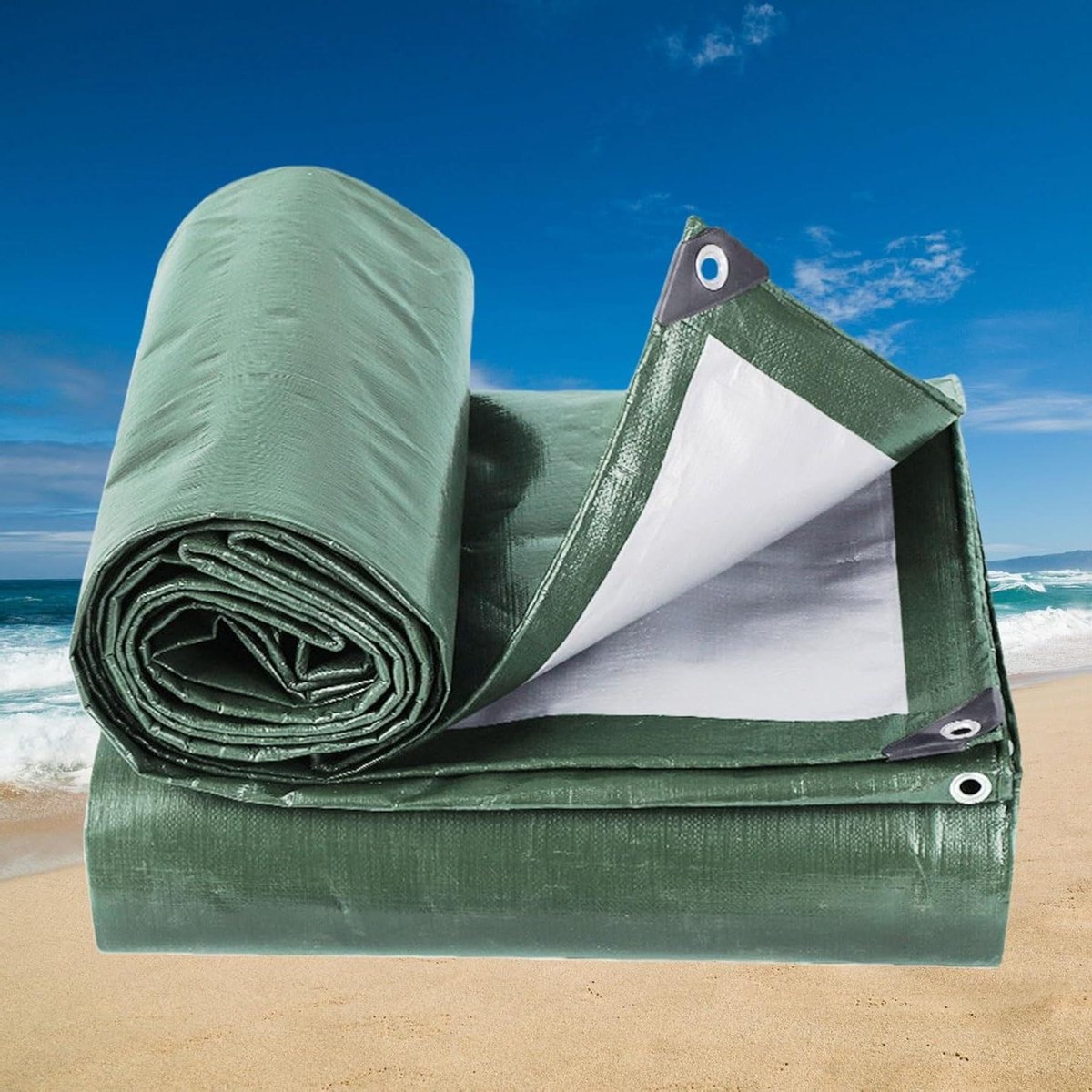 Waterdicht Zeildoek - Afdekzeil Zwaar - Bescherming Buiten - Versterkte Ogen - 1.4 x 1.4 m - Groen