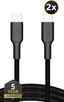 Surge 2x USB C naar USB C kabel - 100W - 2 Meter Oplaadkabel - Snellader met 15% Kevlar