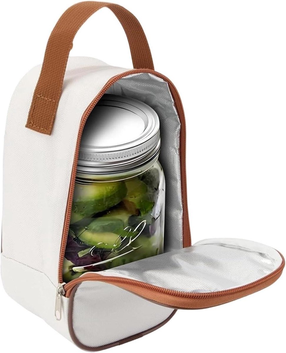 Lunchtas - Opbergtas - Maaltijden Vervoeren - Stevige Structuur - 22 x 13 x 10 cm - Wit