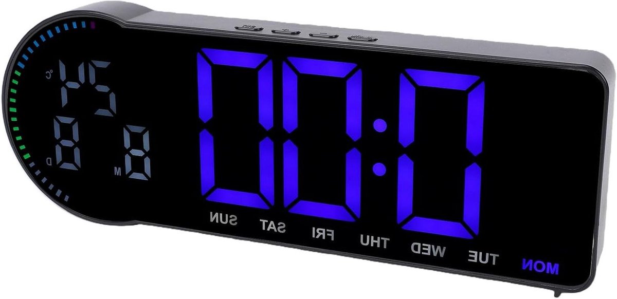 Digitale Wandklok - LED Klok - Tijdweergave Thuis - Automatisch Dimmen - 11x4 Centimeter - Zwart