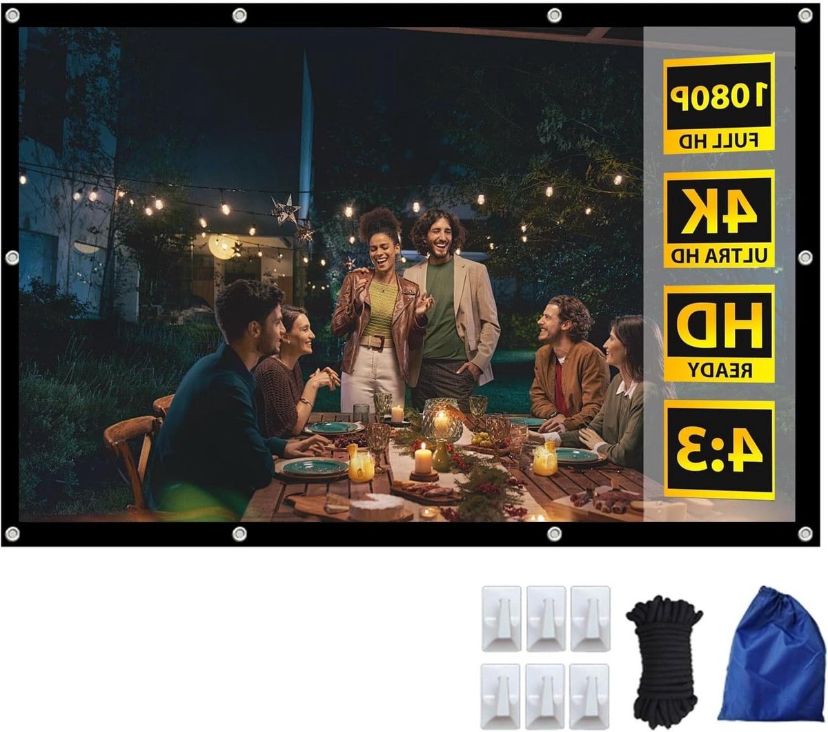 Projectiescherm - Thuisbioscoop Scherm - Film Avonden - Kreukvrij Dubbelzijdig - 200 inch - Wit