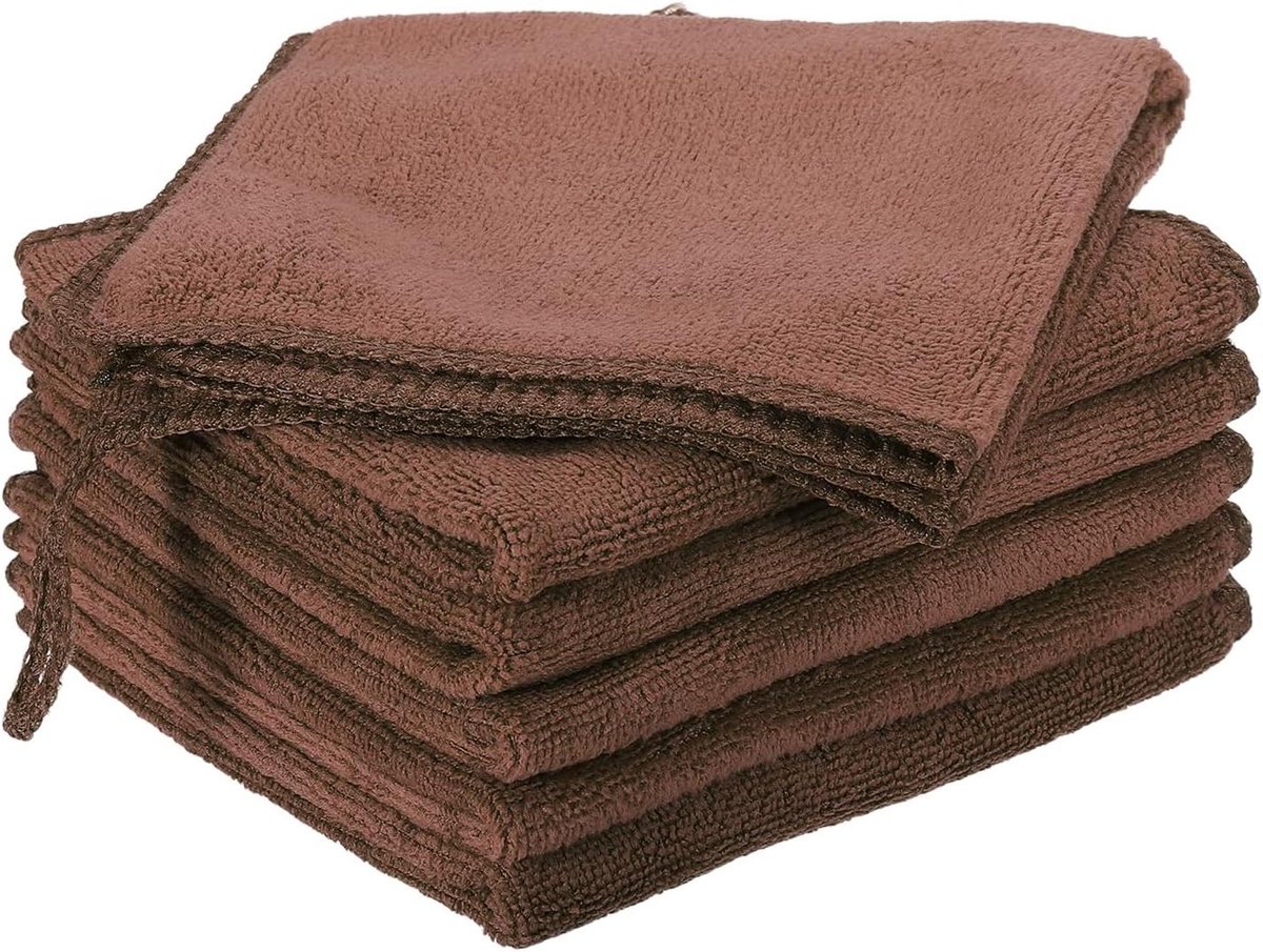 Microvezeldoeken - Reinigingsdoeken - Streeploos Reinigen - Zeer Absorberend - 30x30 cm - Bruin