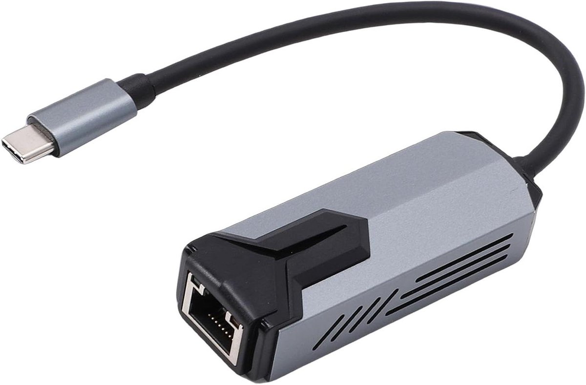 Netwerkadapter USB C - Ethernet Converter - Snelle Internetverbinding - 5 Gbps Snelheid - Aluminium Deksel - Grijs