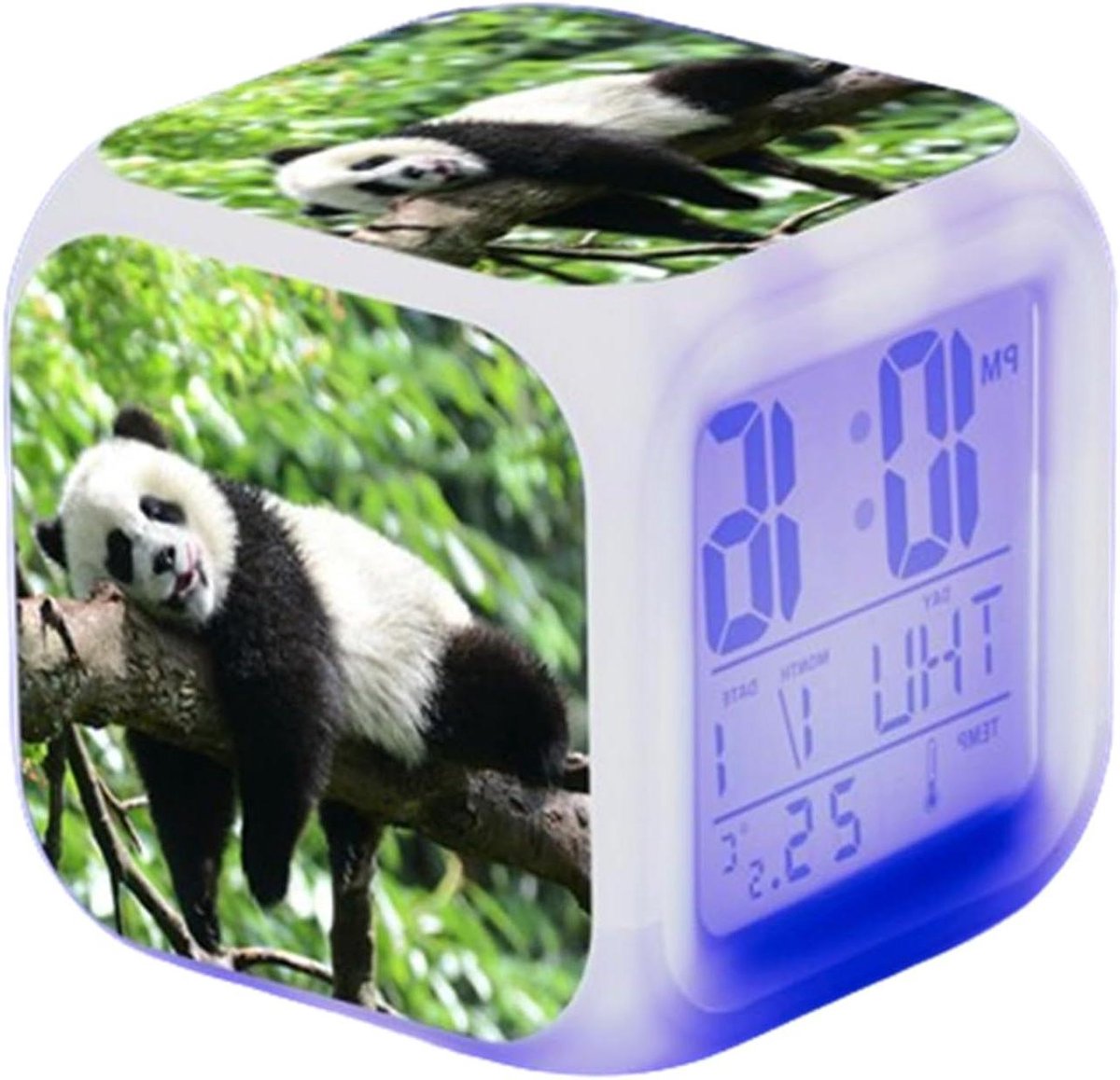 Digitale Wekker - Kinderklok LCD - Nachtelijke Rust - Kleurrijk LED Licht - 80 x 80 mm - Wit