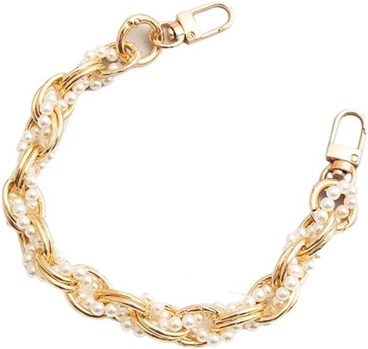 Ketting voor tas - Schouderriem parels - Handtas vernieuwen - Elegante afwerking - 31 cm - Goud