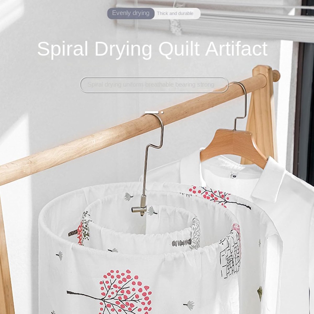 Spiraal Tafelkleedhanger | Spiraalvormig Roestvrijstalen Droogrek voor Dekbed - Ruimtebesparende Sprei Hanger,Geschikt Voor Sprei, Beddensprei, Matras, Tafelkleed, Bankhoes, Deken, Sjaal, Cape En Balk