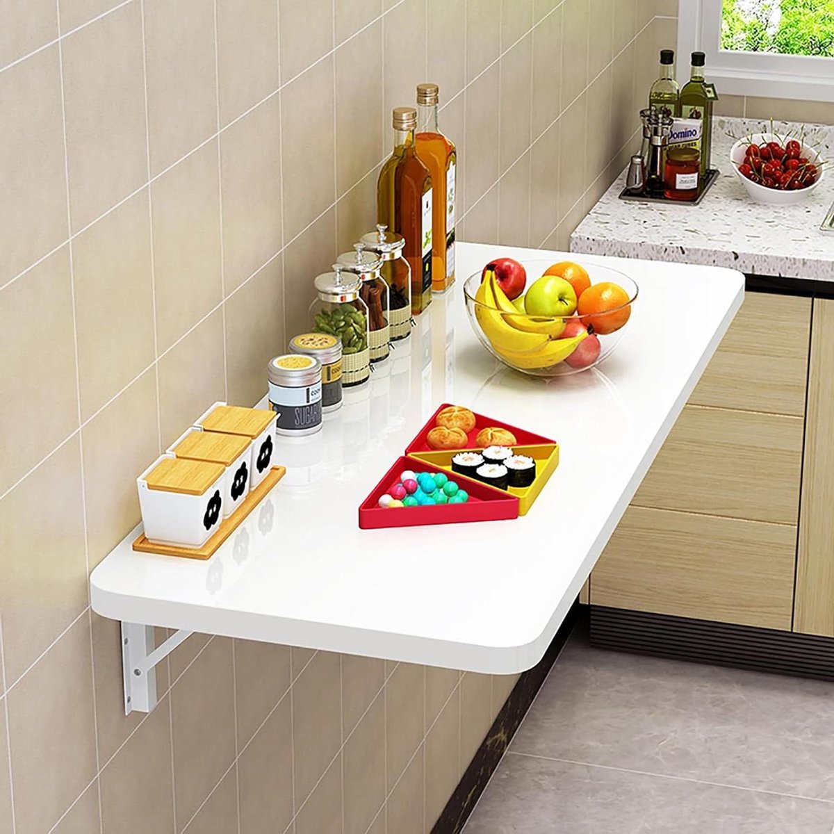 Opvouwbaar bureau - Wandbureau - Kleine ruimtes - Zwevend ontwerp - 60x40cm - Wit