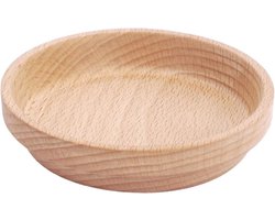 Houten Voerbak - Kom Huisdier - Voeren Huisdieren - Compact Ontwerp - 9x9x2 cm - Houtkleur