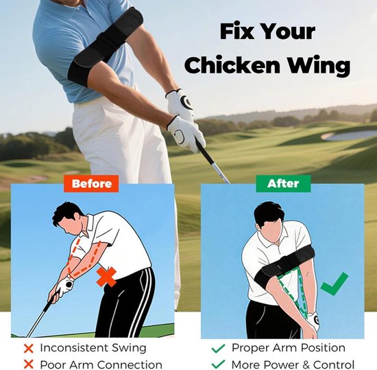 Golf Swing Trainer - Elastische Band - Golf Techniek Verbeteren - Arm Elleboog Uitlijning van GOLF — afbeelding 4
