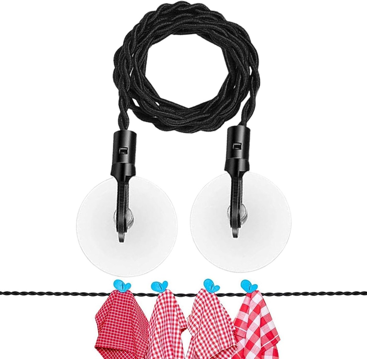 Reiswaslijn - Uittrekbare lijn - Kleding drogen - Antislip en winddicht - Tot 450 cm - Zwart