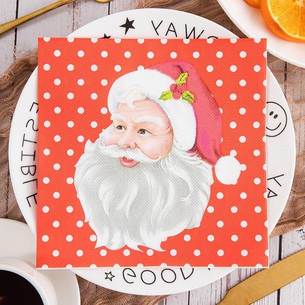 Papieren servetten - Feest servetten - Feestelijke decoratie - Heldere print - 33 x 33 cm - Wit